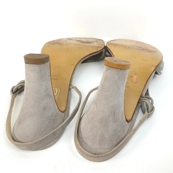Vintage Giorgio Armani Gray Suede Strappy sandals Heels Sz 39 (8) - Picture 13 of 16